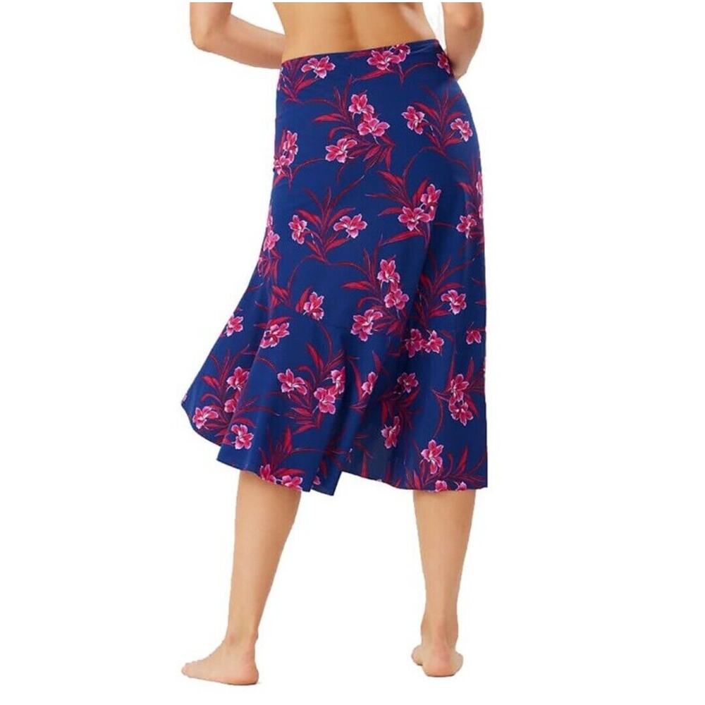 Tommy Bahama Oasis Blossoms Flounce Skirt Cover-Up Floral Blue Ruffle Large - Picture 2 of 9